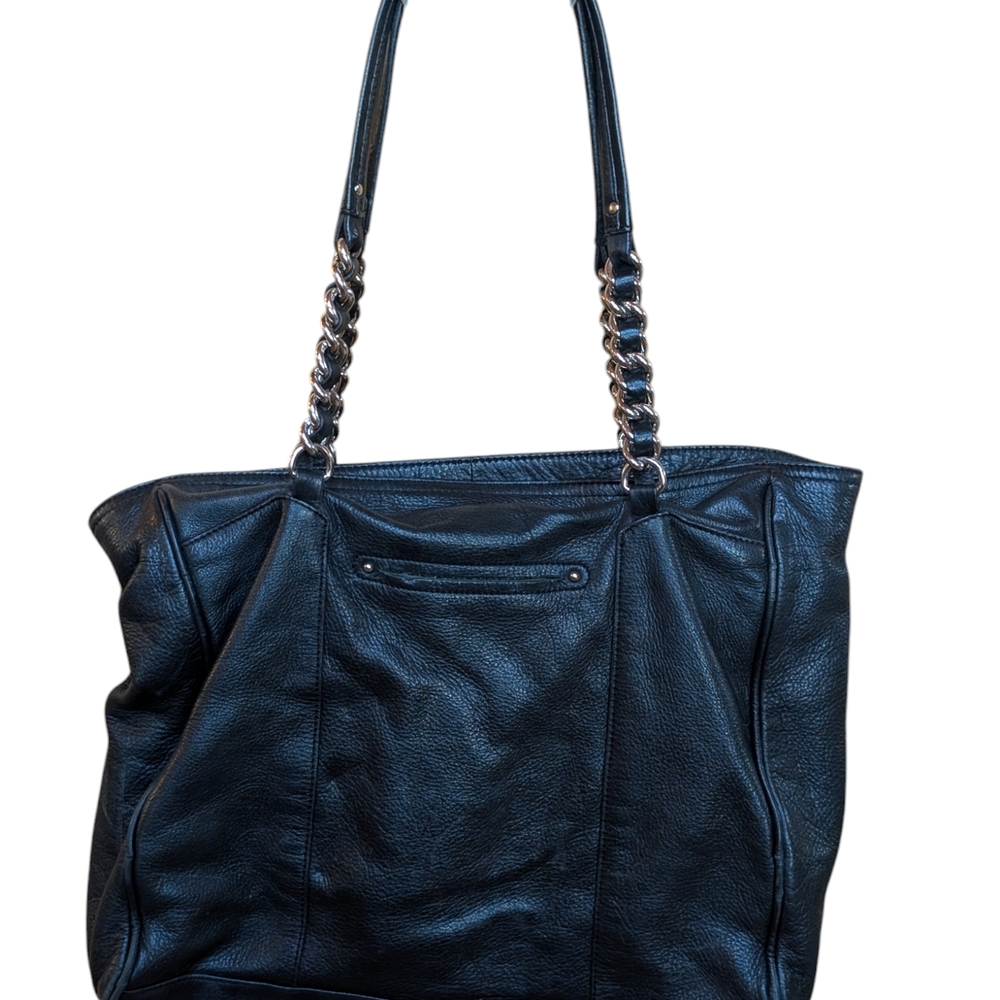Vintage B Makowsky Black Leather Tote Bag - Picture 5 of 12
